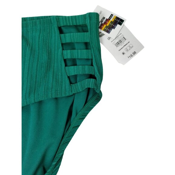 Time and Tru Womens 3XL (24W to 26W) Green Gem Lattice Mid Rise Bikini Bottom - Picture 3 of 5